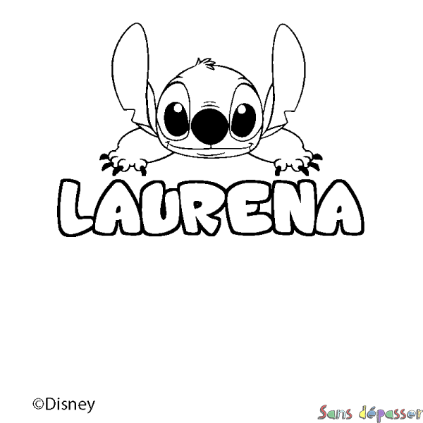 Coloriage pr&eacute;nom LAURENA - d&eacute;cor Stitch