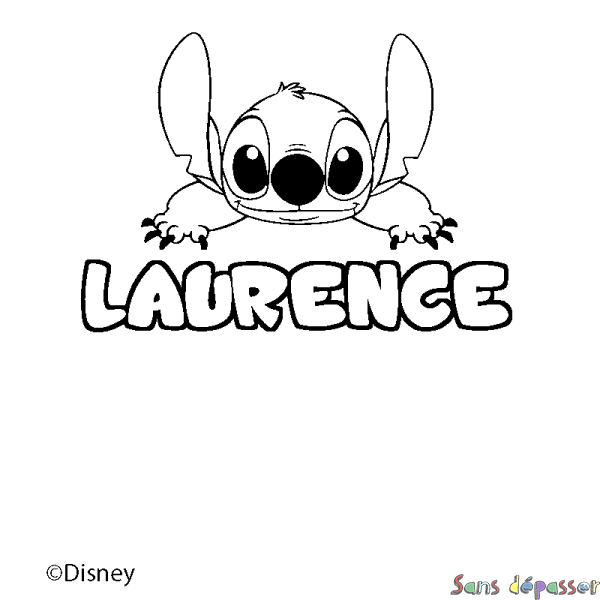 Coloriage pr&eacute;nom LAURENCE - d&eacute;cor Stitch