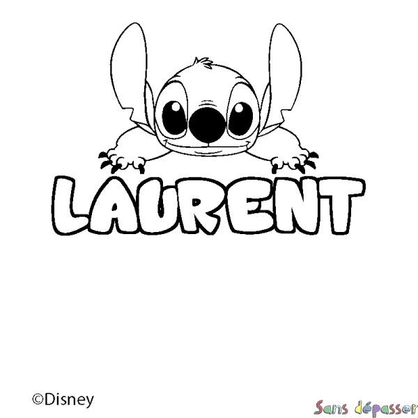 Coloriage pr&eacute;nom LAURENT - d&eacute;cor Stitch