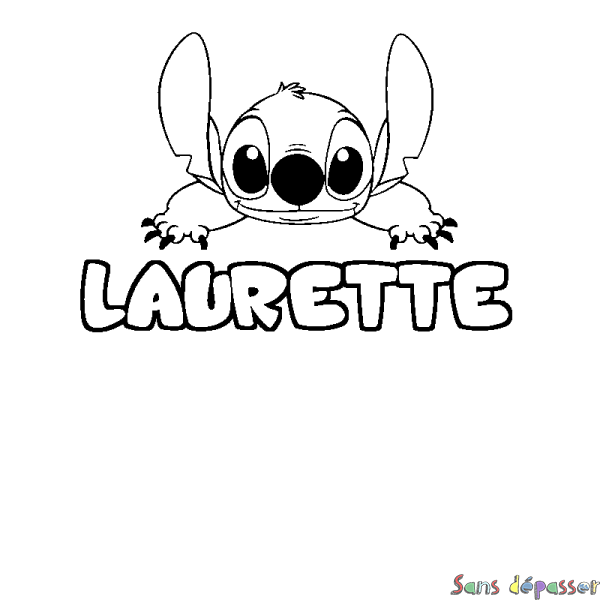 Coloriage prénom LAURETTE - d&eacute;cor Stitch