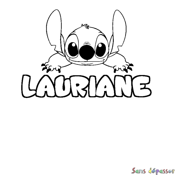 Coloriage prénom LAURIANE - d&eacute;cor Stitch