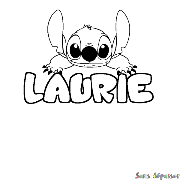 Coloriage prénom LAURIE - d&eacute;cor Stitch