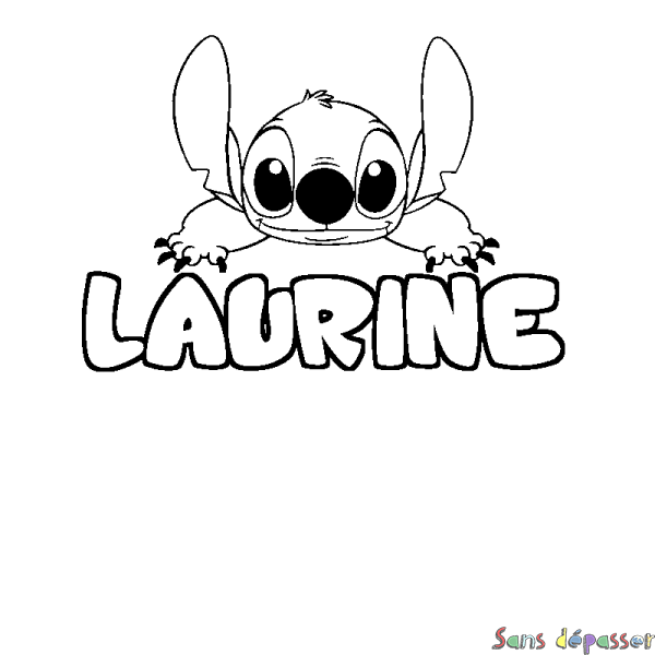 Coloriage prénom LAURINE - d&eacute;cor Stitch