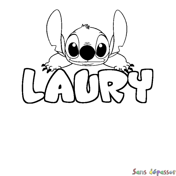 Coloriage prénom LAURY - d&eacute;cor Stitch