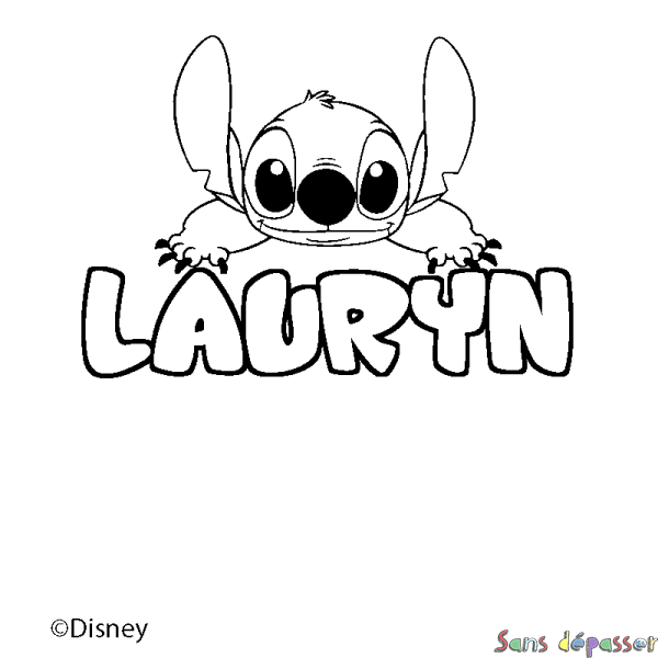 Coloriage pr&eacute;nom LAURYN - d&eacute;cor Stitch