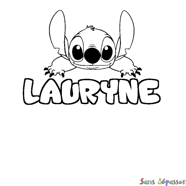 Coloriage prénom LAURYNE - d&eacute;cor Stitch