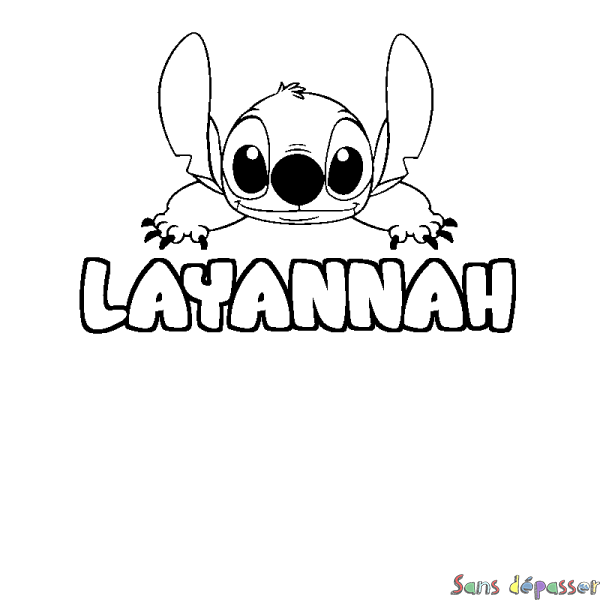 Coloriage prénom LAYANNAH - d&eacute;cor Stitch