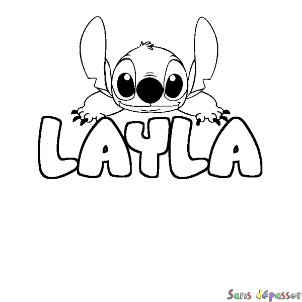 Coloriage prénom LAYLA - d&eacute;cor Stitch