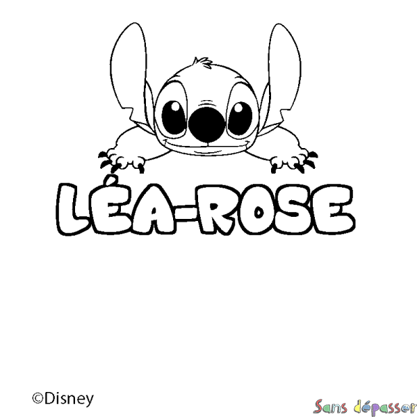 Coloriage pr&eacute;nom L&Eacute;A-ROSE - d&eacute;cor Stitch