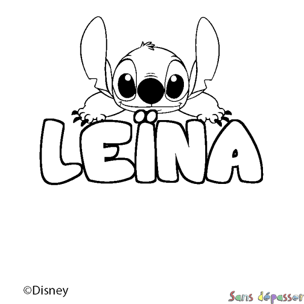 Coloriage pr&eacute;nom LE&Iuml;NA - d&eacute;cor Stitch