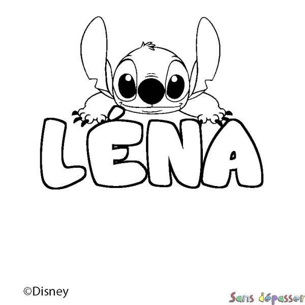 Coloriage pr&eacute;nom L&Eacute;NA - d&eacute;cor Stitch