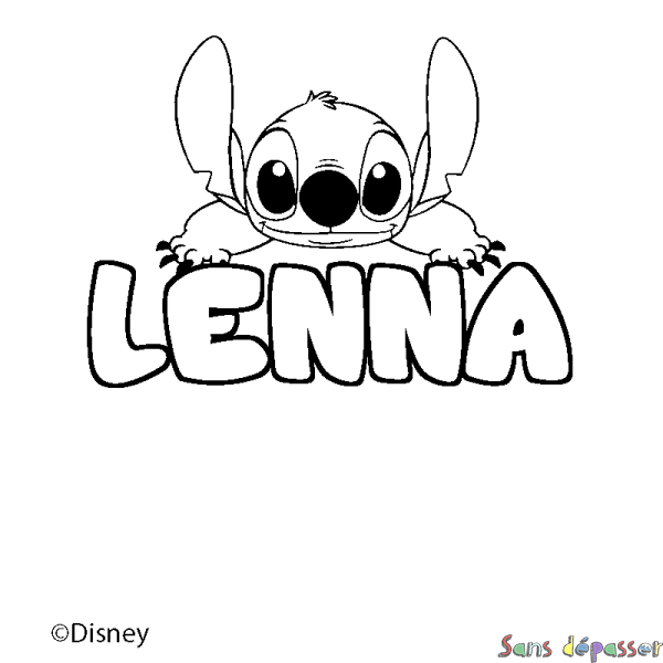 Coloriage pr&eacute;nom LENNA - d&eacute;cor Stitch