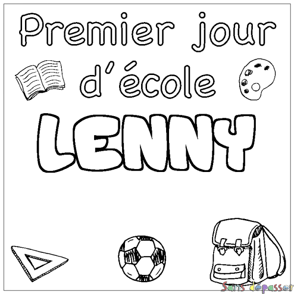 Coloriage pr&eacute;nom LENNY - d&eacute;cor Premier jour d'&eacute;cole