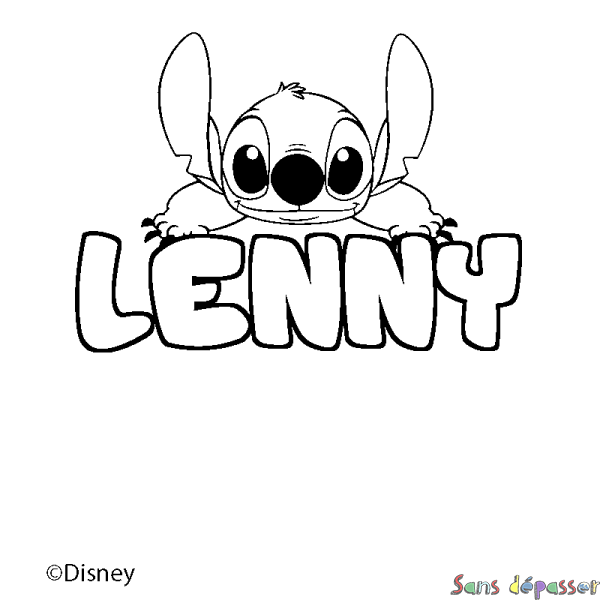 Coloriage pr&eacute;nom LENNY - d&eacute;cor Stitch
