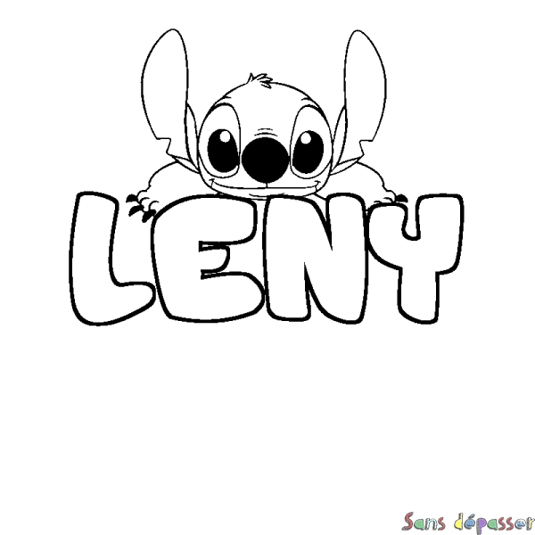 Coloriage prénom LENY - d&eacute;cor Stitch