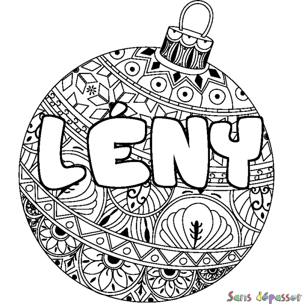 Coloriage pr&eacute;nom L&Eacute;NY - d&eacute;cor Boule de No&euml;l