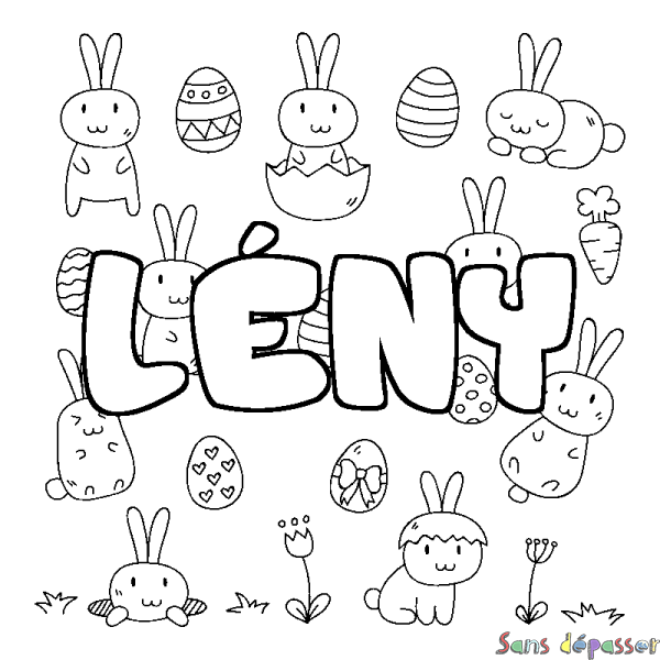 Coloriage pr&eacute;nom L&Eacute;NY - d&eacute;cor Paques