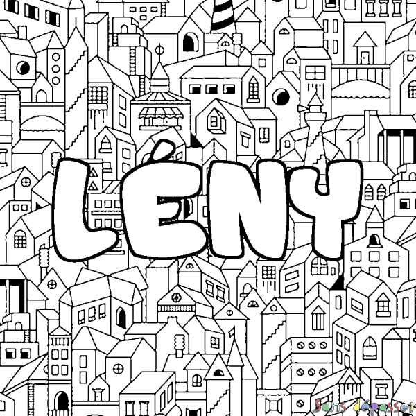 Coloriage pr&eacute;nom L&Eacute;NY - d&eacute;cor Ville