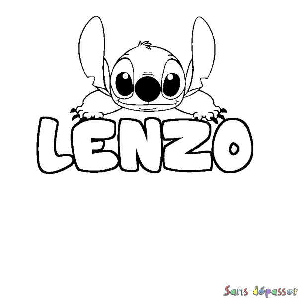 Coloriage prénom LENZO - d&eacute;cor Stitch