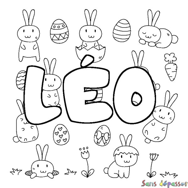 Coloriage pr&eacute;nom L&Eacute;O - d&eacute;cor Paques