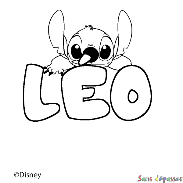Coloriage pr&eacute;nom L&Eacute;O - d&eacute;cor Stitch