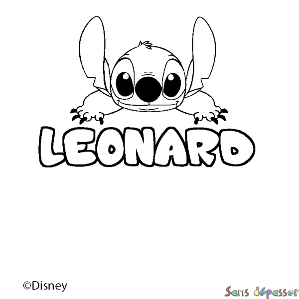 Coloriage pr&eacute;nom LEONARD - d&eacute;cor Stitch