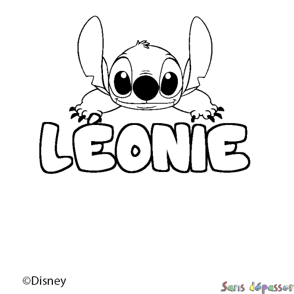 Coloriage pr&eacute;nom L&Eacute;ONIE - d&eacute;cor Stitch