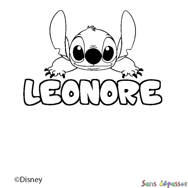 Coloriage pr&eacute;nom LEONORE - d&eacute;cor Stitch