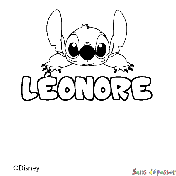 Coloriage pr&eacute;nom L&Eacute;ONORE - d&eacute;cor Stitch