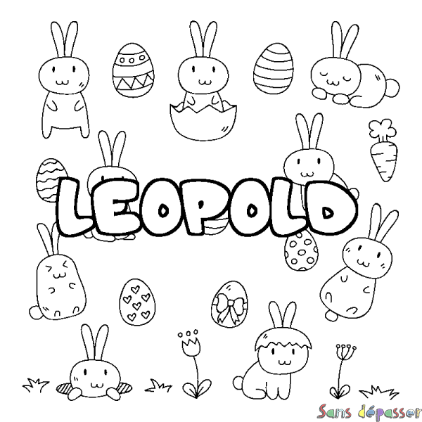 Coloriage pr&eacute;nom LEOPOLD - d&eacute;cor Paques