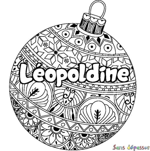 Coloriage pr&eacute;nom L&eacute;opoldine - d&eacute;cor Boule de No&euml;l