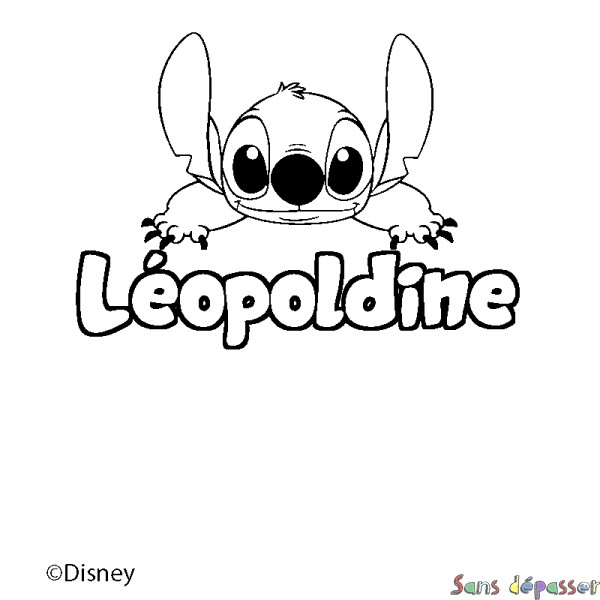 Coloriage pr&eacute;nom L&eacute;opoldine - d&eacute;cor Stitch