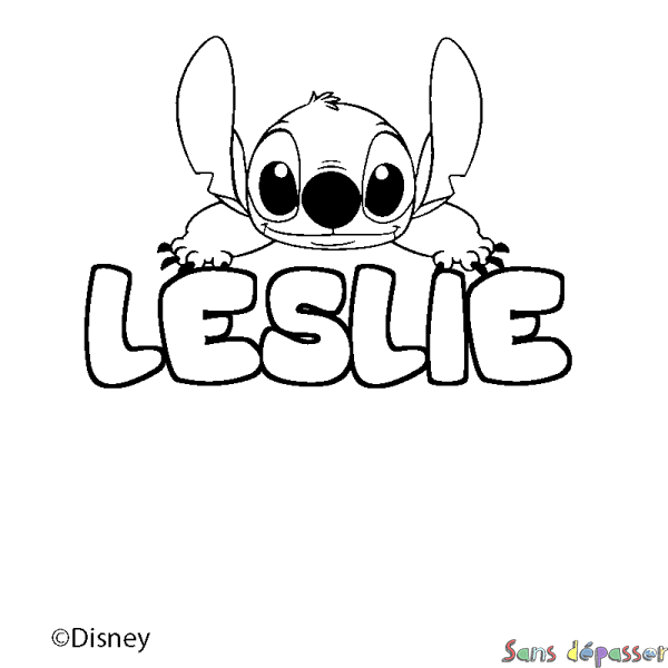 Coloriage pr&eacute;nom LESLIE - d&eacute;cor Stitch