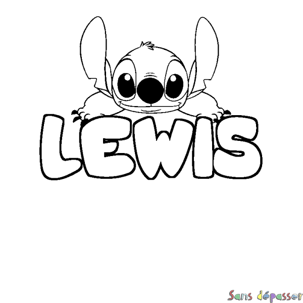 Coloriage prénom LEWIS - d&eacute;cor Stitch