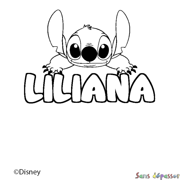 Coloriage pr&eacute;nom LILIANA - d&eacute;cor Stitch