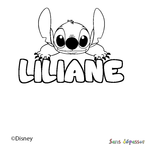 Coloriage pr&eacute;nom LILIANE - d&eacute;cor Stitch