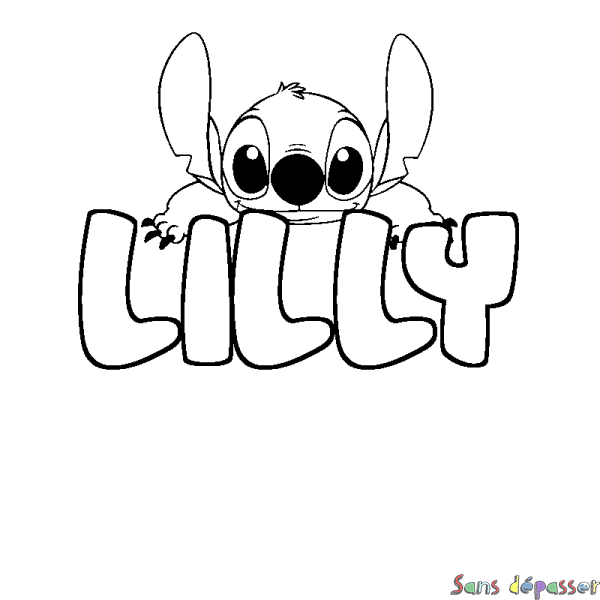 Coloriage prénom LILLY - d&eacute;cor Stitch