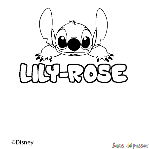 Coloriage pr&eacute;nom LILY-ROSE - d&eacute;cor Stitch