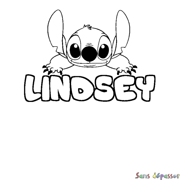 Coloriage prénom LINDSEY - d&eacute;cor Stitch