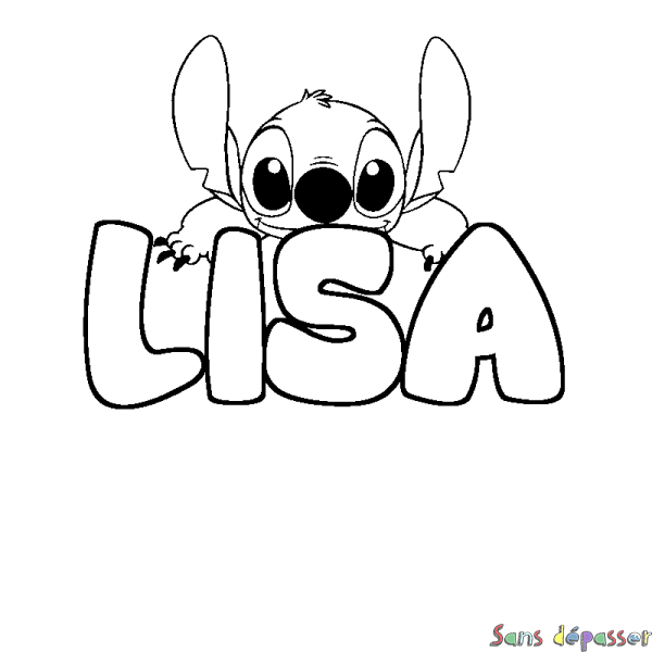Coloriage prénom LISA - d&eacute;cor Stitch
