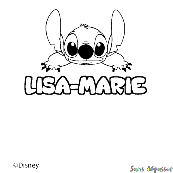 Coloriage pr&eacute;nom LISA-MARIE - d&eacute;cor Stitch
