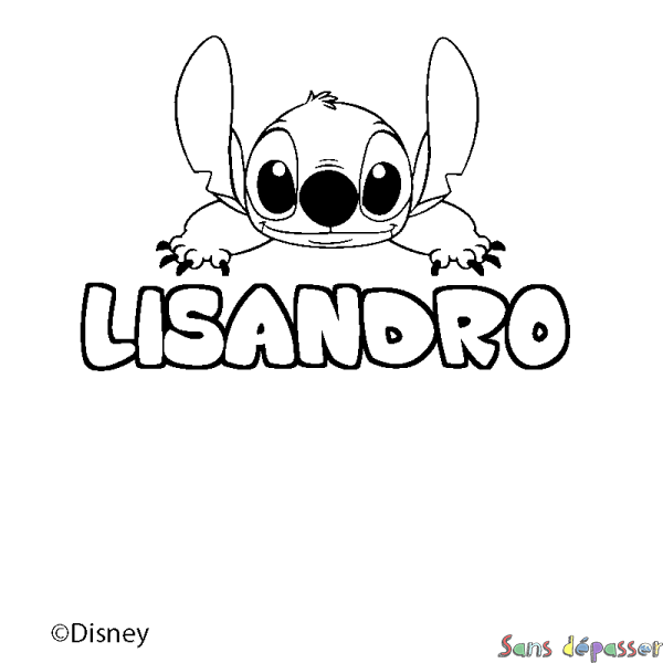 Coloriage pr&eacute;nom LISANDRO - d&eacute;cor Stitch