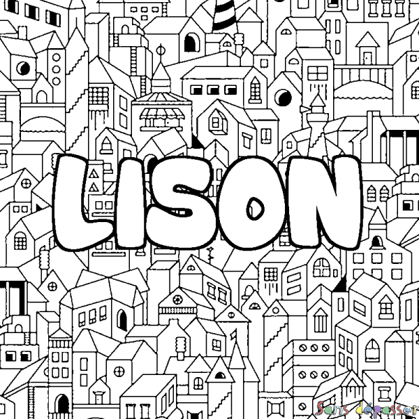 Coloriage prénom LISON - d&eacute;cor Ville