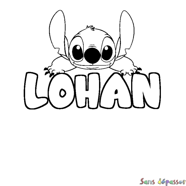 Coloriage prénom LOHAN - d&eacute;cor Stitch