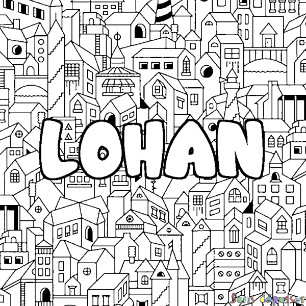 Coloriage prénom LOHAN - d&eacute;cor Ville