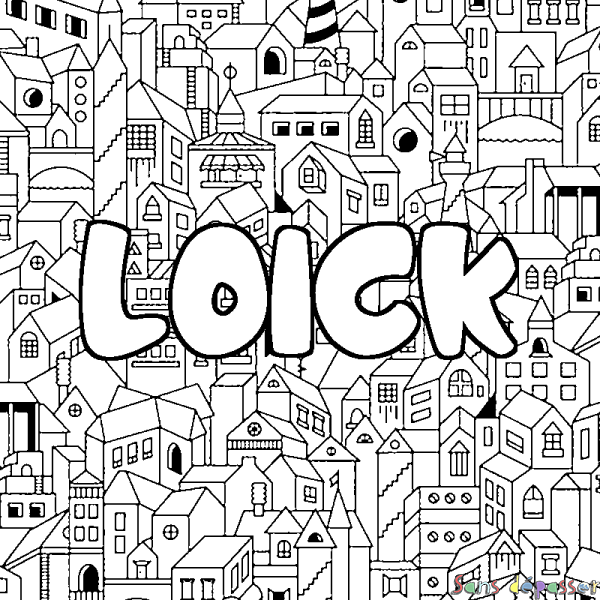 Coloriage prénom LOICK - d&eacute;cor Ville