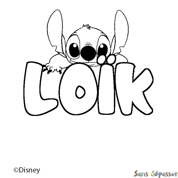 Coloriage pr&eacute;nom LO&Iuml;K - d&eacute;cor Stitch