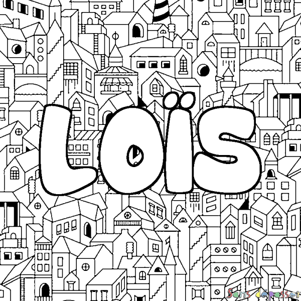 Coloriage pr&eacute;nom LO&Iuml;S - d&eacute;cor Ville
