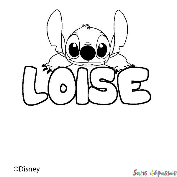 Coloriage pr&eacute;nom LOISE - d&eacute;cor Stitch