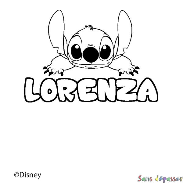 Coloriage pr&eacute;nom LORENZA - d&eacute;cor Stitch